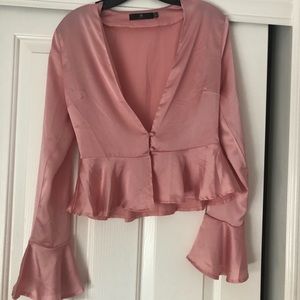 Pink Silk Crop Top